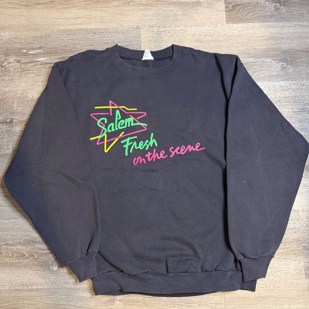 Vintage 80/90s Salem Cigarettes Fresh On The Scene Neon Puff Print Sweatshirt L